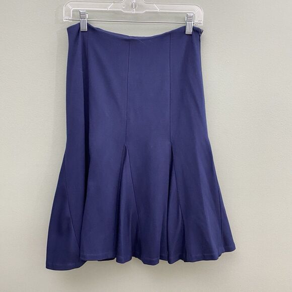 Lauren Ralph Lauren Skirt Womens 4 Blue Pleated Knee Length Flowy Career Twee - Picture 1 of 10